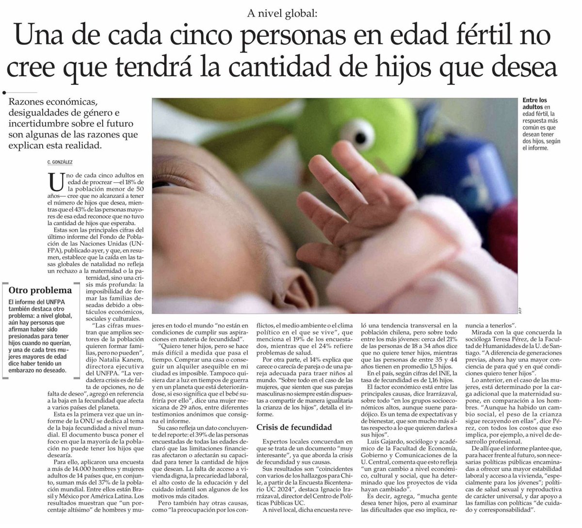 🗞️#prensaUCentral | ¿Cuáles son los motivos de la baja natalidad en Chile? Nuestro académico de la <a href="/Fegoc_UCentral/">Facultad de Economía, Gobierno y Comunicaciones</a> , Luis Gajardo analizó las razones.

🔗Lee aquí la nota 👉 bit.ly/3SLskqT