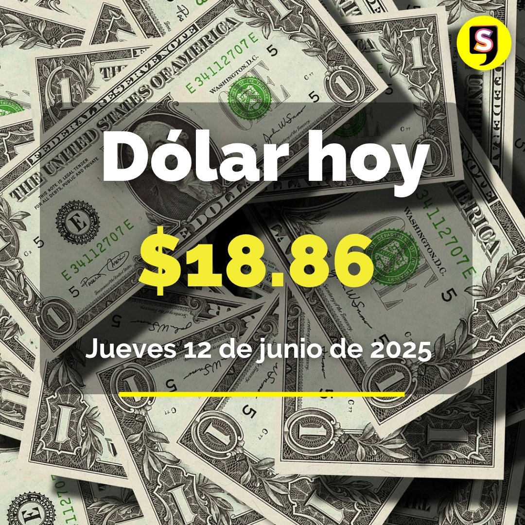 💵🪙🤑 #TipoDeCambio El #dólar en #Mexico se cotiza hoy jueves 12 de junio en 18.86 pesos.