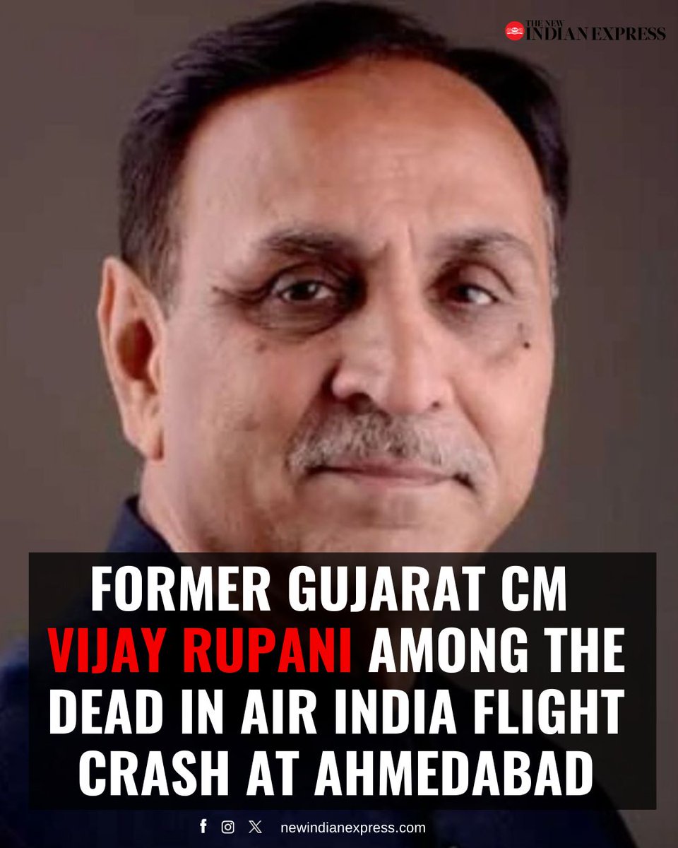 #PlaneCrash | Former Gujarat Chief Minister #VijayRupani has been confirmed dead in the #AirIndia flight crash near Ahmedabad on Thursday afternoon.

🔗newindianexpress.com/nation/2025/Ju…