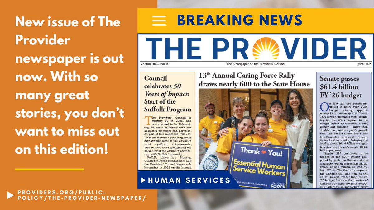The June edition of The Provider is out now! Read the latest news at providers.org/the-provider-e…

#Providernewspaper #humanservicesnews #nonprofitnews