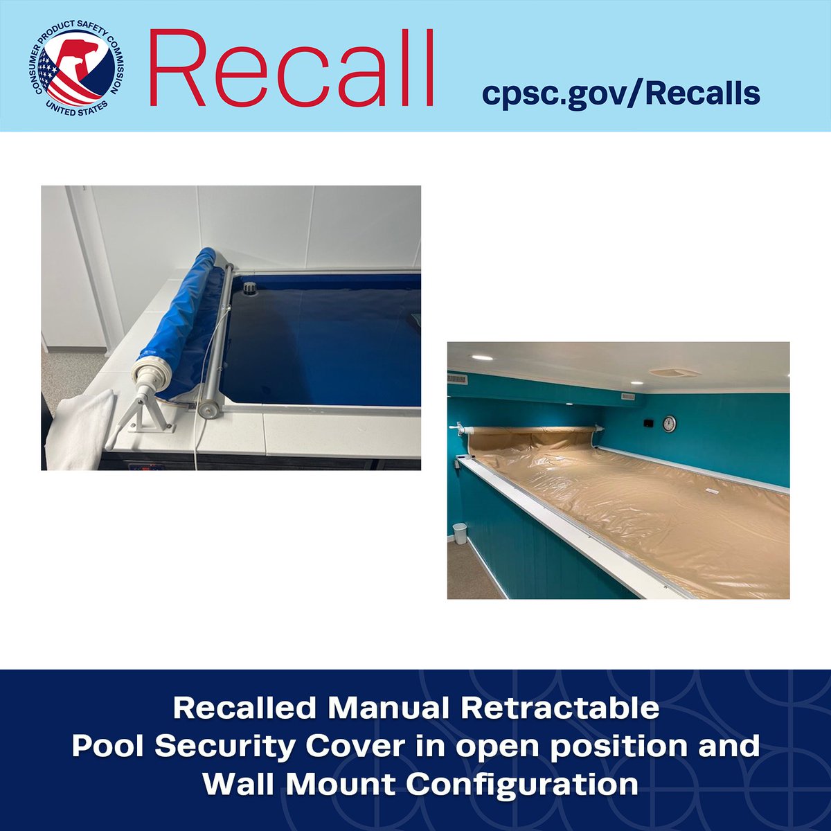 #RECALL: <a href="/EndlessPools/">Endless Pools</a> recalls Manual Retractable Pool Covers due to drowning and entrapment hazards; risk of serious injury and death. Get a repair. CONTACT: Endless Pools at 800-910-2714 or myendlesspool.com/s/

Full recall: cpsc.gov/Recalls/2025/E…