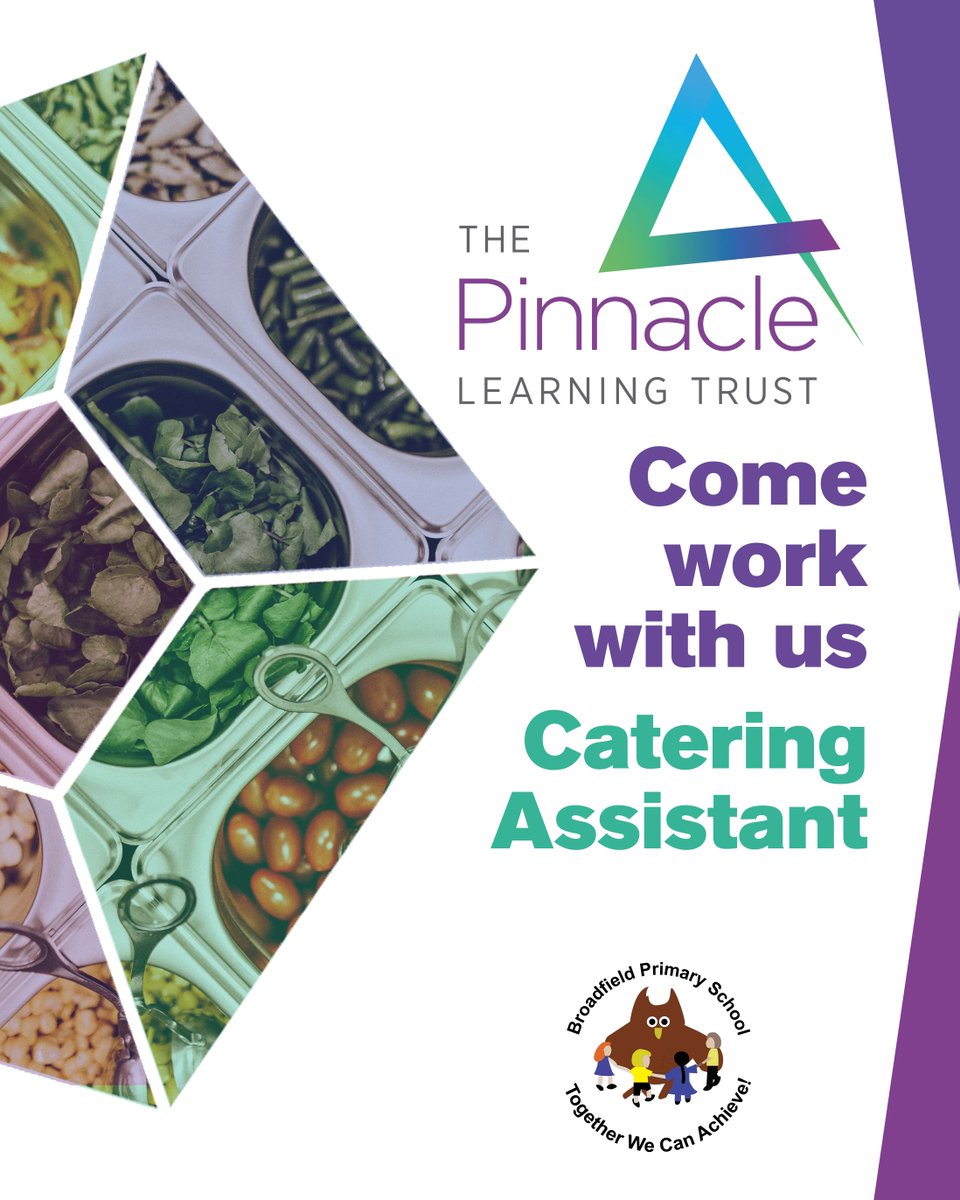 The Pinnacle Learning Trust (@pinnacletrust) on Twitter photo Come and work with us - Catering Assistant at <a href="/BroadfieldPri/">Broadfield Primary School</a> :
bit.ly/3FWDOon
Closing date for applications is Monday 30th June, 9am. Come and work with us - Catering Assistant at <a href="/BroadfieldPri/">Broadfield Primary School</a> :
bit.ly/3FWDOon
Closing date for applications is Monday 30th June, 9am.