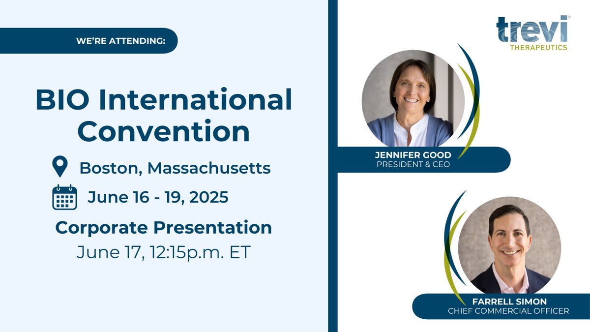 Don’t miss our corporate presentation at the BIO International Convention next week!  

We can’t wait to discuss the exciting results from our Phase 2b CORAL Trial of Haduvio for the treatment of chronic cough in patients with Idiopathic Pulmonary Fibrosis (IPF).

#ChronicCough