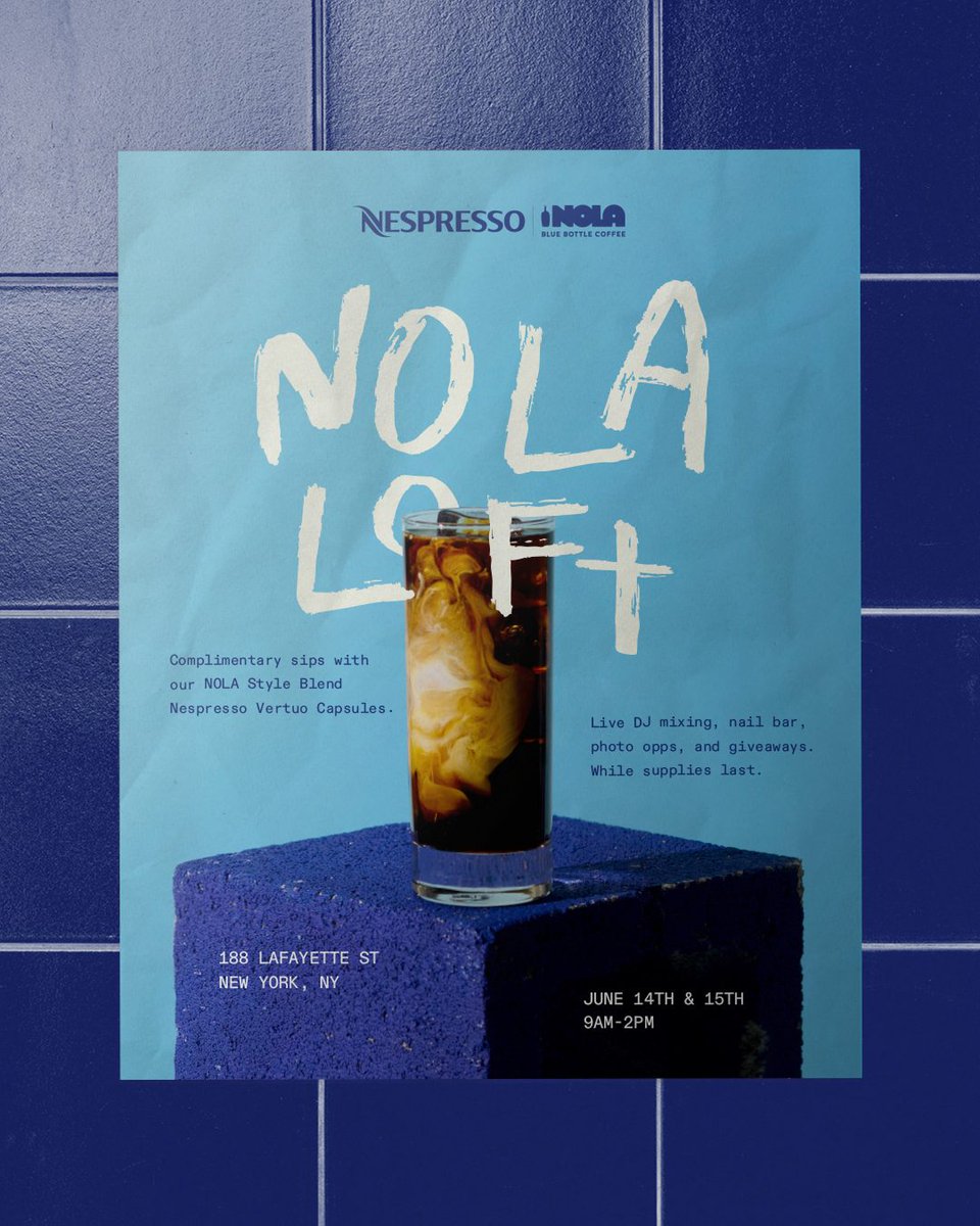 This weekend, join us at our NOLA Loft pop-up in New York City, June 14 and 15. In here, we’re celebrating all things NOLA — especially our new NOLA Style Blend Nespresso Vertuo Capsules. 

Saturday, June 14th &amp; Sunday, June 15th
 🕙 9AM – 2PM
📍188 Lafayette Street, NYC