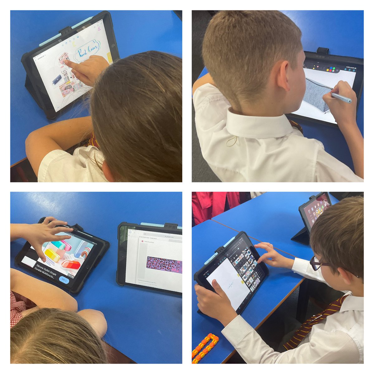 This term, we will be making pencil cases in #pdadt 

We have been researching existing products today looking at a variety of different designs and compared their features! We discussed the practicality of some of the ones we found too! ✏️✏️✏️ 🪡