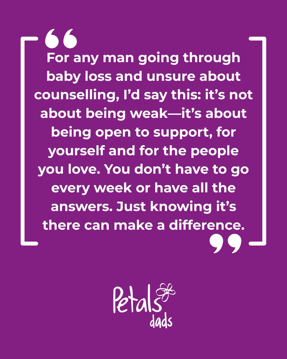 💜 In this week’s blog, Petals client and supporter, Niall, shares his story as he opens up about his losses and the impact that Petals counselling had on him:  petalscharity.org/niall

#FathersDay #PetalsTogether #PetalsDads #BabyLoss #BabyLossCounselling #BabyLossSupport