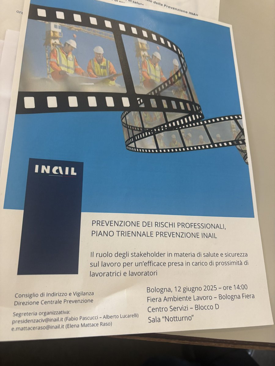 Ora a Bologna ad incontro con i comitati provinciali <a href="/inail_gov/">Inail</a> per presentare il piano triennale per la
Prevenzione … informazione, formazione, innovazione tecnologica, nuovi modelli organizzativi per ridurre malattie professionali ed infortuni