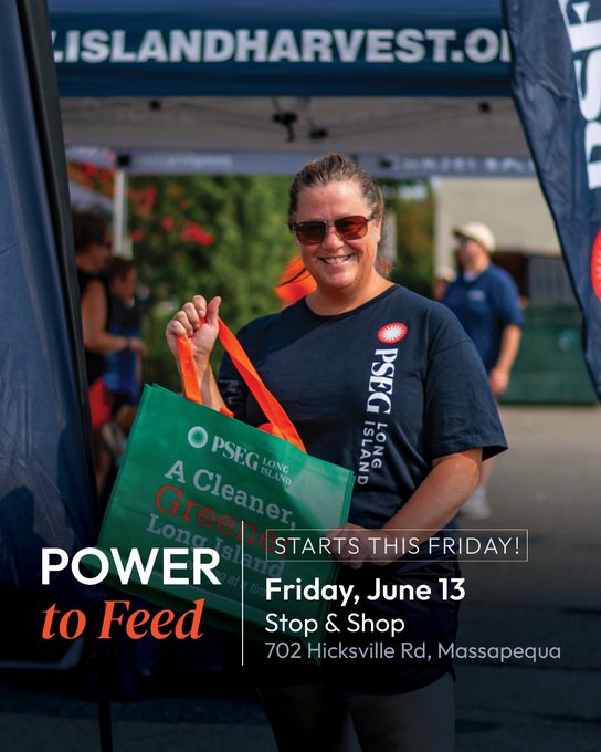 PSEG Long Island (@psegli) on Twitter photo Mark you calendars! In partnership with <a href="/IslandHarvest/">Island Harvest</a>, and with the support of <a href="/StopandShop/">Stop & Shop</a>, Power to Feed Long Island is back! Join us tomorrow, Friday, June 13 at Stop & Shop in Massapequa from 9AM to 4PM. As you shop, consider picking up a few extra items to support our Mark you calendars! In partnership with <a href="/IslandHarvest/">Island Harvest</a>, and with the support of <a href="/StopandShop/">Stop & Shop</a>, Power to Feed Long Island is back! Join us tomorrow, Friday, June 13 at Stop & Shop in Massapequa from 9AM to 4PM. As you shop, consider picking up a few extra items to support our