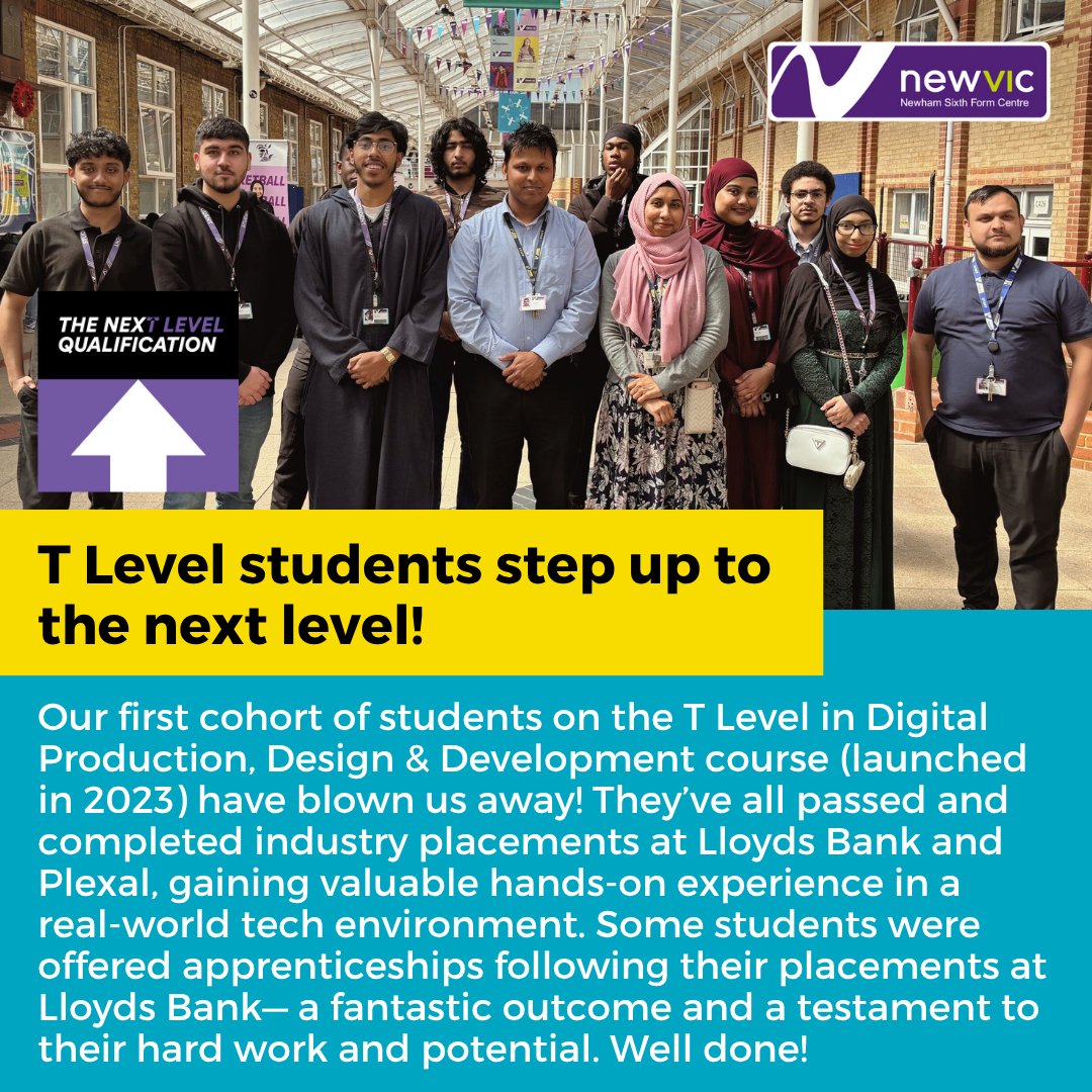 NewVIc (@newhamsixthform) on Twitter photo We’re excited to celebrate the achievements of our first cohort of T Level students in Digital Production, Design, & Development working with partners like <a href="/LBGplc/">Lloyds Banking Group</a> & <a href="/Plexalcity/">Plexal</a> - highlighting successful collaborations between education & industry, preparing students for careers! We’re excited to celebrate the achievements of our first cohort of T Level students in Digital Production, Design, & Development working with partners like <a href="/LBGplc/">Lloyds Banking Group</a> & <a href="/Plexalcity/">Plexal</a> - highlighting successful collaborations between education & industry, preparing students for careers!