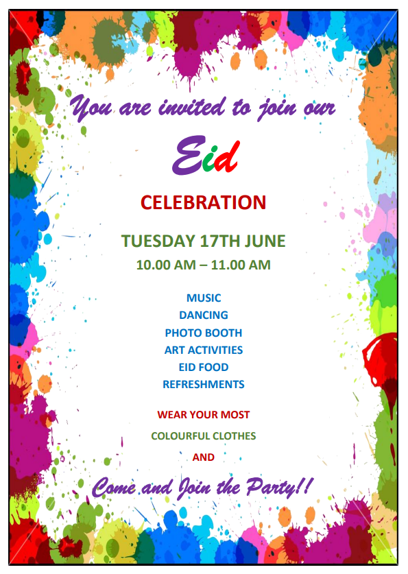 Please come and join us for our Eid celebrations next week!