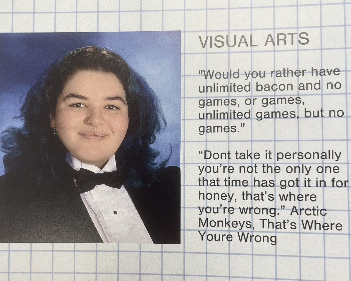ratv0mitx's tweet photo. @jschlatt do you like my yearbook quote 
#jschlatt https://t.co/j8O49JyZhD