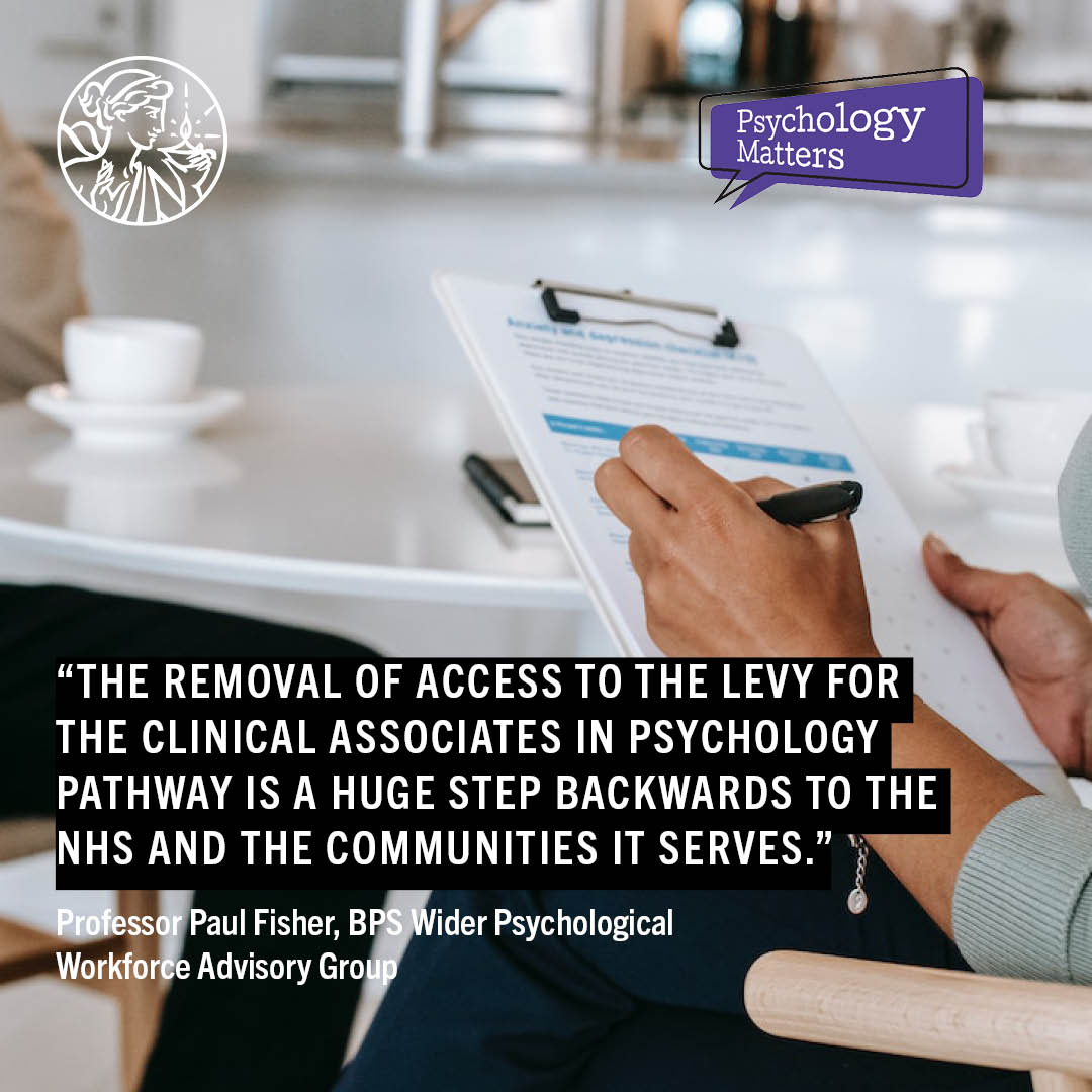 Funding cuts to the Clinical Associate in Psychology apprenticeships risk the future workforce.

"The government must reverse its decision and grant an exemption for public sector apprenticeships." Professor Paul Fisher. 

Because #PsychologyMatters: bps.org.uk/news/governmen…