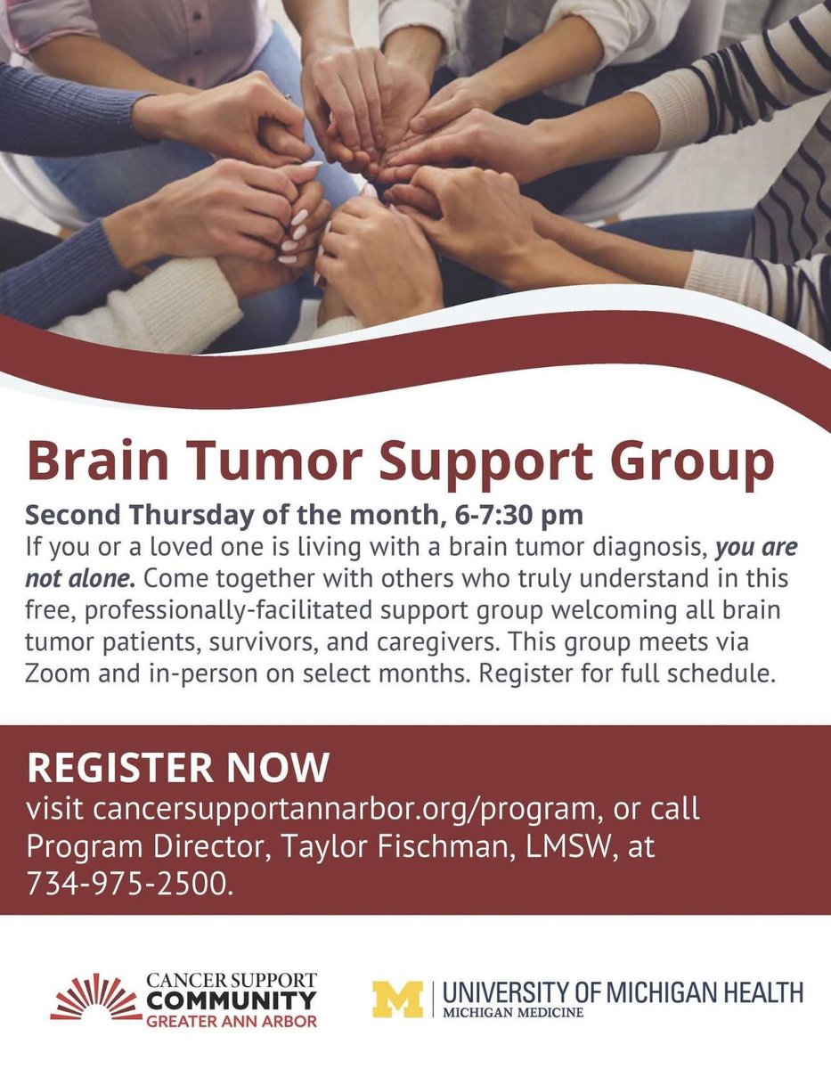 Michigan Neurosurgery (@umichneuro) on Twitter photo Please join us virtually TODAY Thursday, June 12th 6-7:30 pm ET for the <a href="/umichmedicine/">Michigan Medicine</a> and Cancer Support Community of Greater Ann Arbor Brain Tumor Support Group. #braintumor #braincancer #CommunitySupport π§ Please join us virtually TODAY Thursday, June 12th 6-7:30 pm ET for the <a href="/umichmedicine/">Michigan Medicine</a> and Cancer Support Community of Greater Ann Arbor Brain Tumor Support Group. #braintumor #braincancer #CommunitySupport π§
