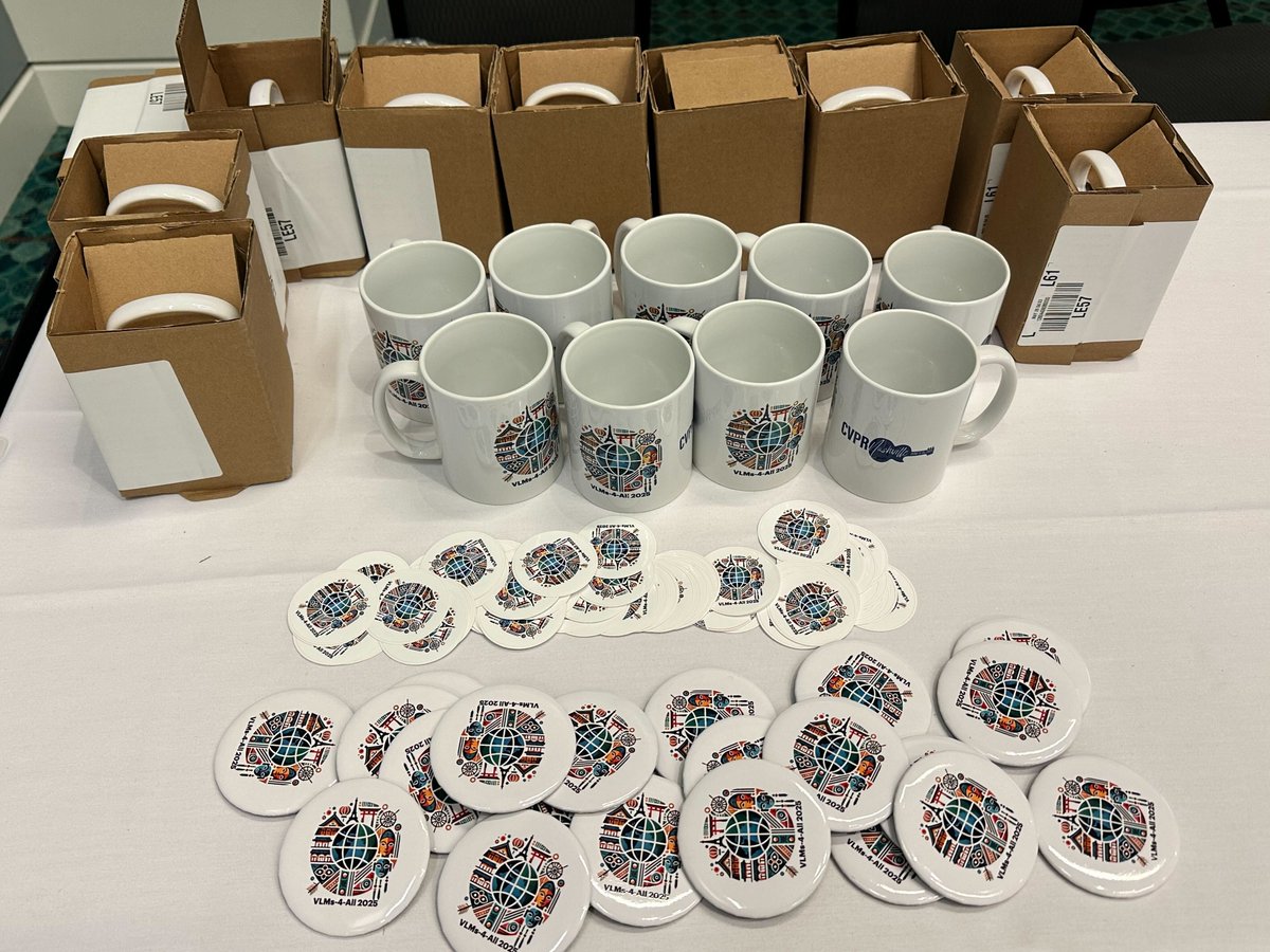 Grab our mugs, stickers and buttons at the workshop taking place now at #CVPR2025 in Room 104E! 

Come for the merch, stay for the amazing line-up of talks, posters, and a panel discussion! 🌎🌍🌏