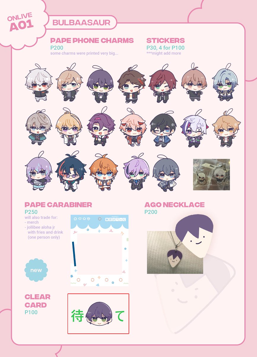 this is the rest of my catalogue for onlive!! just nijijp!!!

i might try to cram in more stickers you'll just find out on the day if i make it..

#ONLivePH #ONLivePH2025