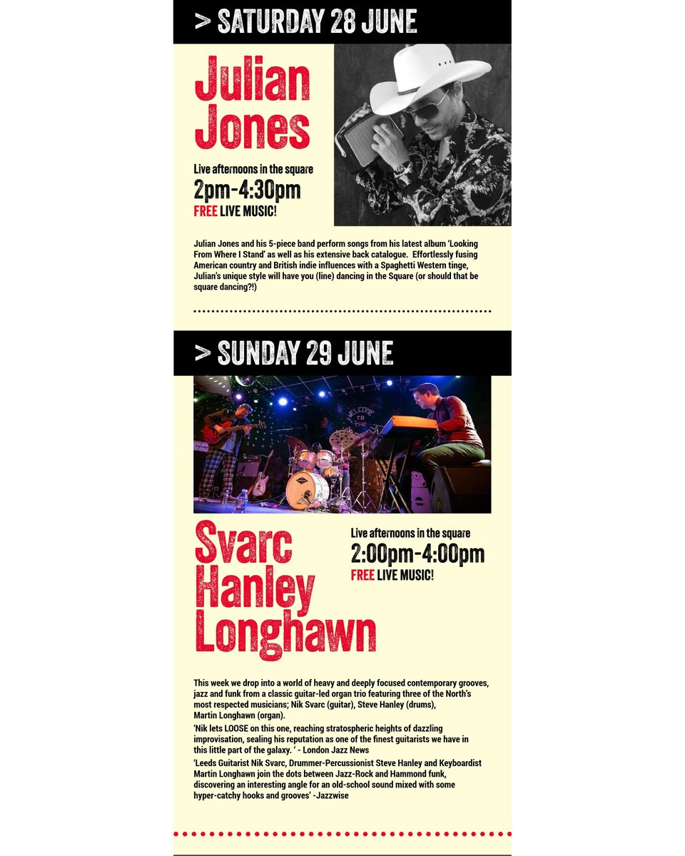 Live @ Leopold Square Summer Season Continues with Fabulous Live Acts throughout June! Every Saturday &amp; Sunday Afternoon, 2pm-4.30pm in Leopold Square, Sheffield 👇

Fancy a bite to eat whilst you're there? Cubana has you covered 👉 loom.ly/zCJUWHY