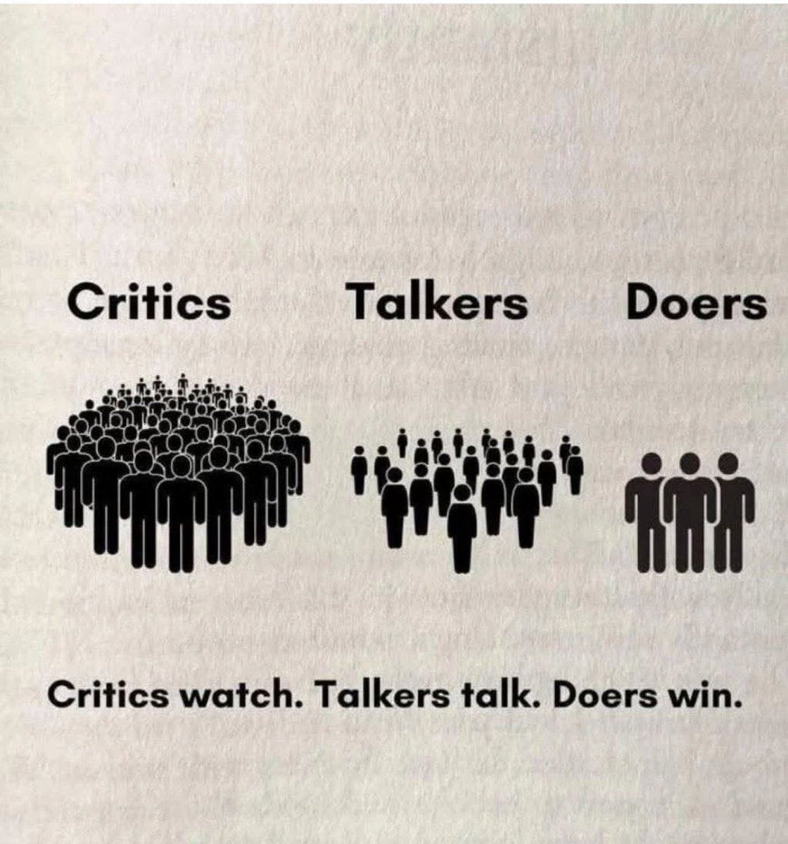 Action over words
Focusing on tangible results rather than just discussing or criticizing.

Productivity
Prioritizing doing and achieving over mere observation or commentary.

Results-oriented mindset
Emphasizing outcomes and accomplishments.