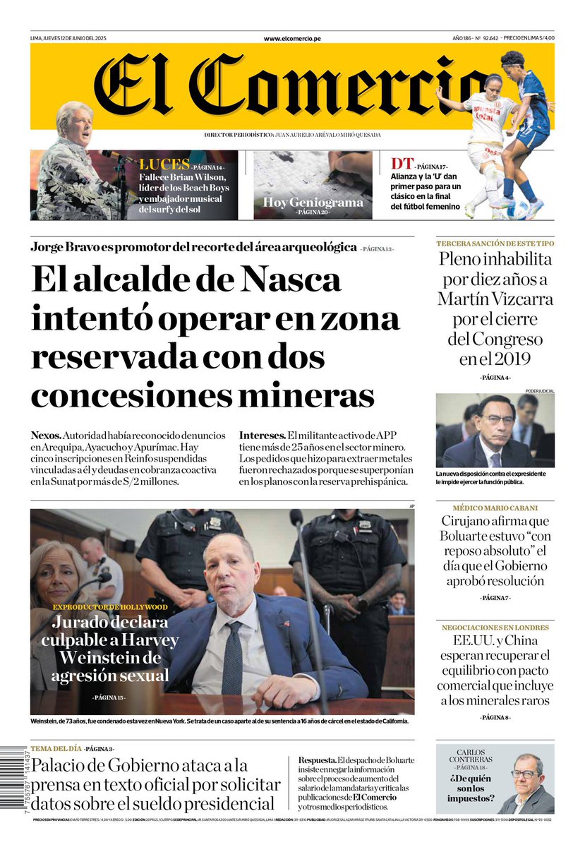 Martin Hidalgo (@martinhidalgo) on Twitter photo Líneas de Nasca: Alcalde provincial intentó tener concesiones mineras dentro de la reserva arqueológica. Dicha autoridad justificó la reducción del área protegida en la zona arqueológica. Un informe con Gladys Pereyra (<a href="/Gpereyrac/">Gladys Pereyra Colchado</a>). elcomercio.pe/peru/lineas-de… Líneas de Nasca: Alcalde provincial intentó tener concesiones mineras dentro de la reserva arqueológica. Dicha autoridad justificó la reducción del área protegida en la zona arqueológica. Un informe con Gladys Pereyra (<a href="/Gpereyrac/">Gladys Pereyra Colchado</a>). elcomercio.pe/peru/lineas-de…