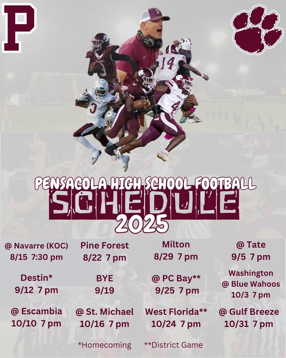 2025 Varsity Schedule! 🐅
