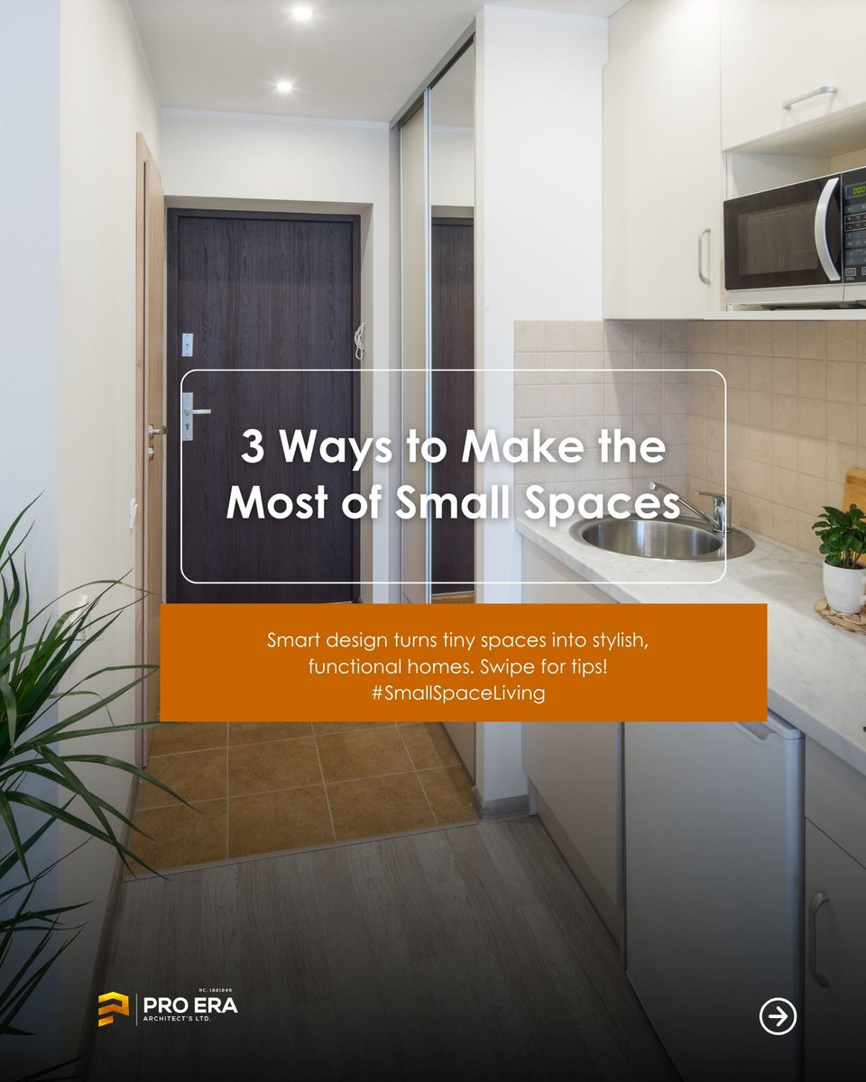 proeraarchitect's tweet image. Small space? Big potential.
3 clever ways to maximize small spaces for smart, stylish living! 🏡✨
#SmartLiving #SmallSpaceHacks #ProEraArchitects