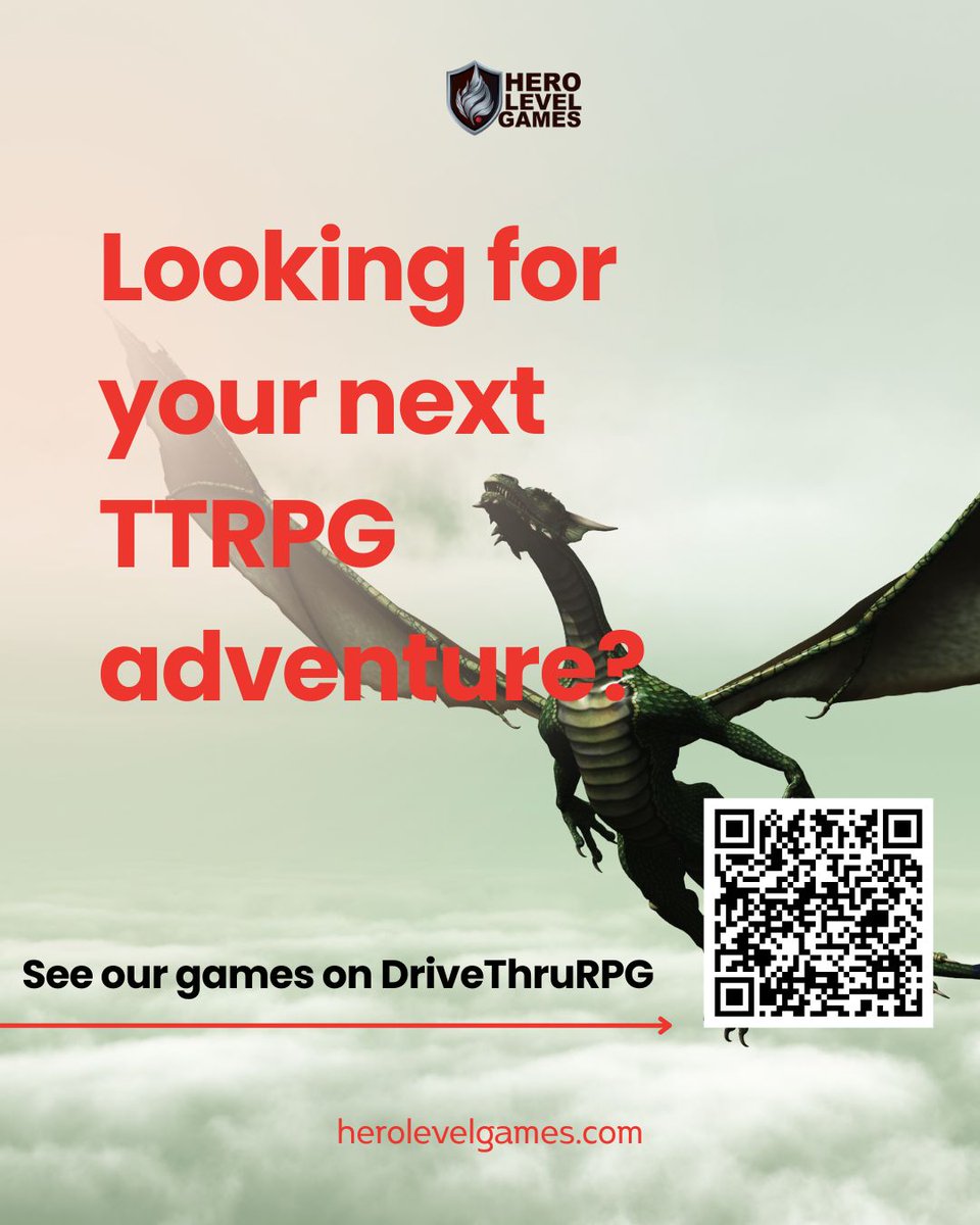 Looking for your next TTRPG adventure? 

Check out Hero Level Games on DriveThruRPG! 

legacy.drivethrurpg.com/browse/pub/225…

#dnd5e
#monsteroftheweek
#ttrpg
#gamesnight
#gamemaster
#Dungeonmaster