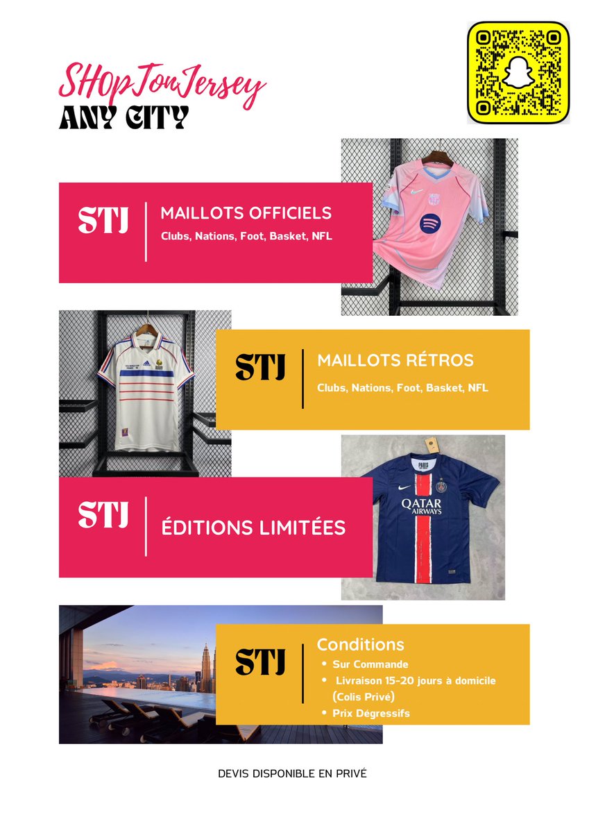 Les gars il s’agit de préparer votre été pour vos vacances de bringue 🎉🕺🏽
Sh0pTonJersey sur snap

Le fournisseur de préféré de ton fournisseur de maillots 🫵🏾⚽️