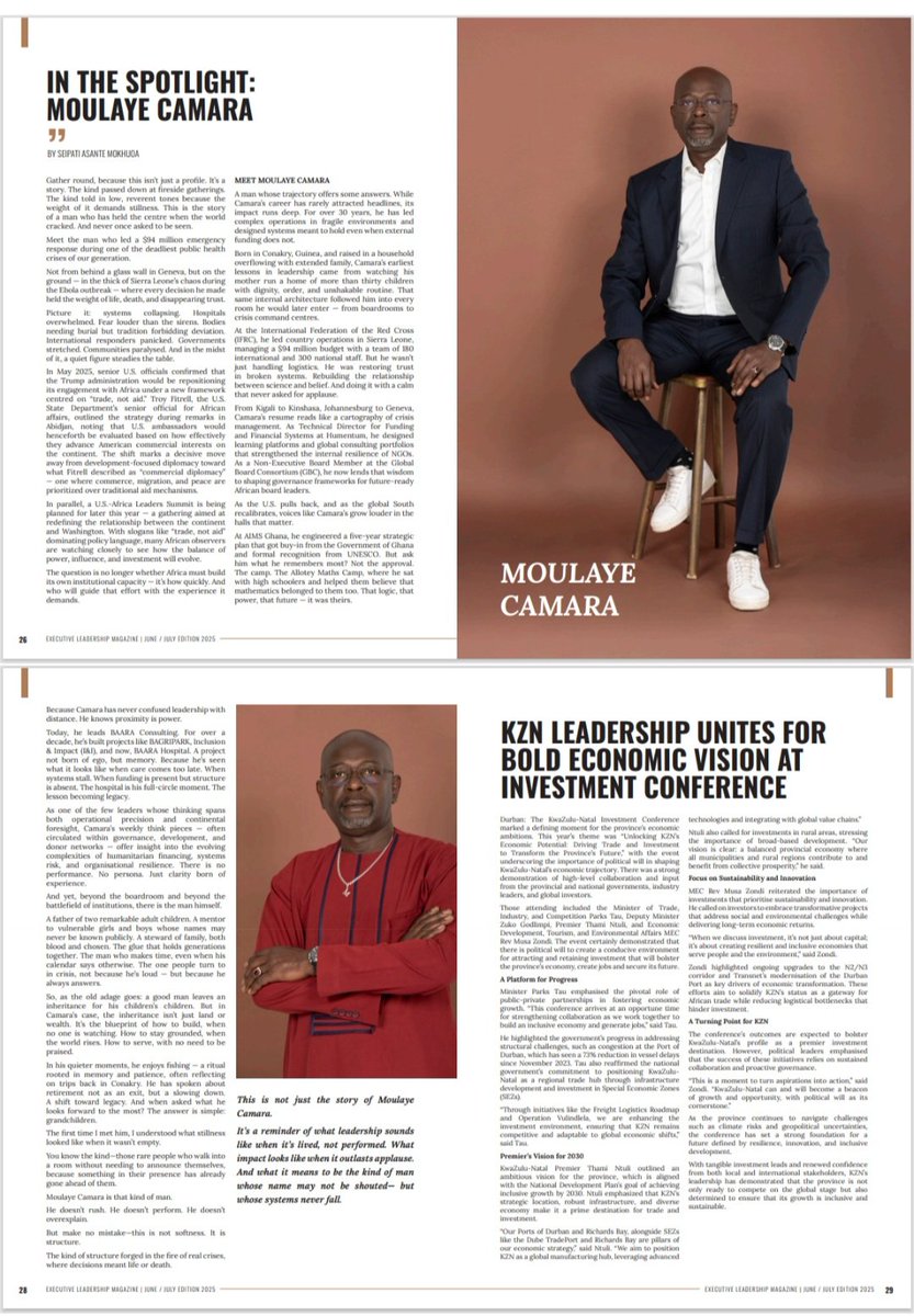 NEW FEATURE ALERT

In the Spotlight by Asante 

When 𝐄𝐱𝐞𝐜𝐮𝐭𝐢𝐯𝐞 𝐋𝐞𝐚𝐝𝐞𝐫𝐬𝐡𝐢𝐩 𝐌𝐚𝐠𝐚𝐳𝐢𝐧𝐞 approached me to contribute to their debut issue, one thing immediately came to mind. A Sunday tradition I've  already cultivated on X — albeit inconsistently — where I