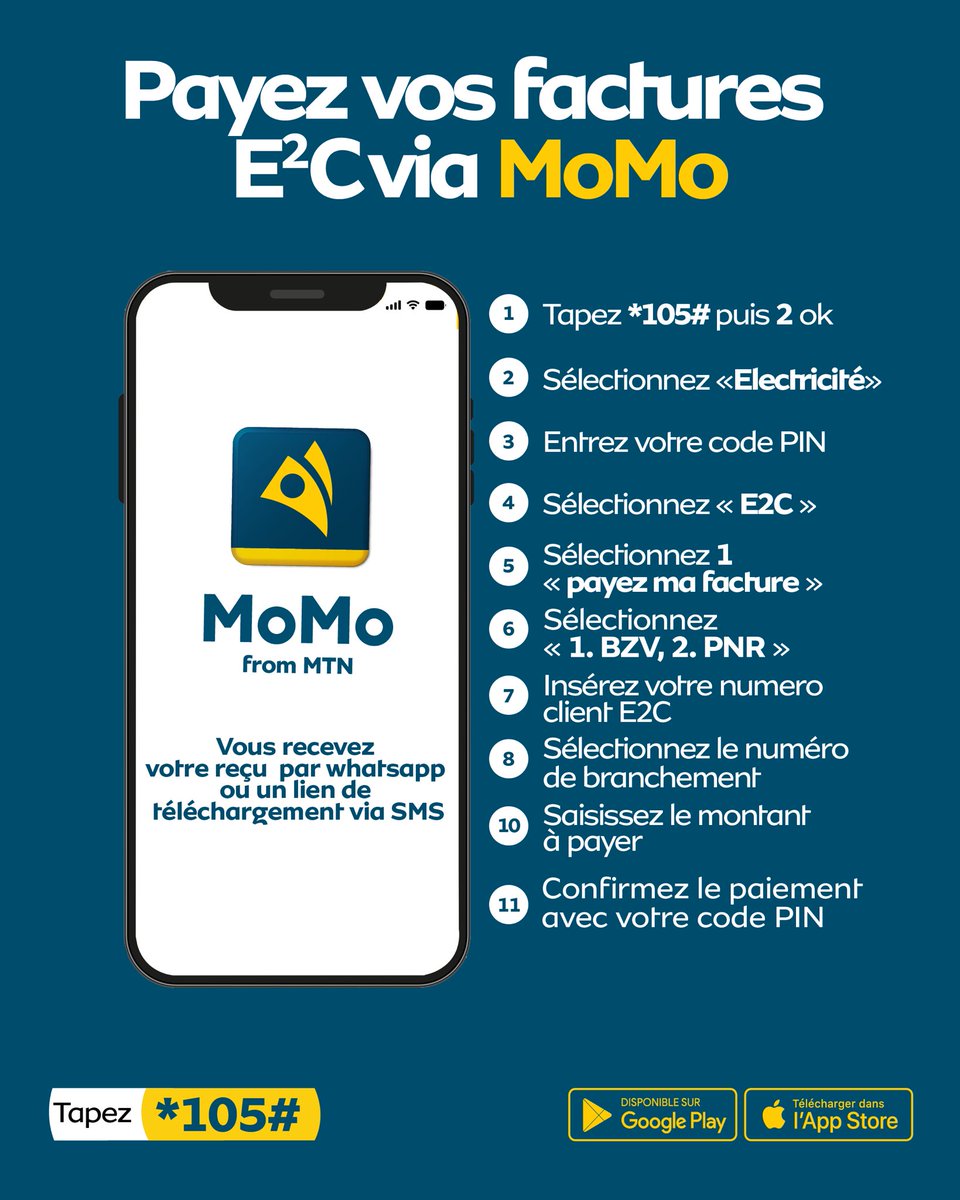 T𝐨𝐛𝐨𝐲𝐢 𝐛𝐚 d𝐞́𝐩𝐞𝐧𝐬𝐞 𝐲𝐚 𝐤𝐢𝐥𝐢𝐤𝐢𝐥𝐢 🧏

Paie ta facture d’électricité <a href="/E2cSa/">E2C SA</a> depuis chez toi avec MoMo et économise sur les déplacements inutiles 🤗

#MoMotegereça #MoMoCongo #Charismatique #5G #paiementMoMo