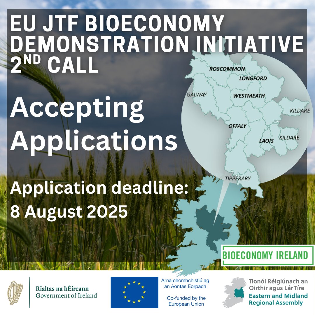 🌱 Exciting news! A 2nd Call for the Bioeconomy Demonstration Initiative Scheme under the #EUJustTransitionFund is now open!

🔍 About the call: Supporting bioeconomy projects in the wider midlands area. Proposals aim to make the bio-based sector climate neutral, sustainable, and