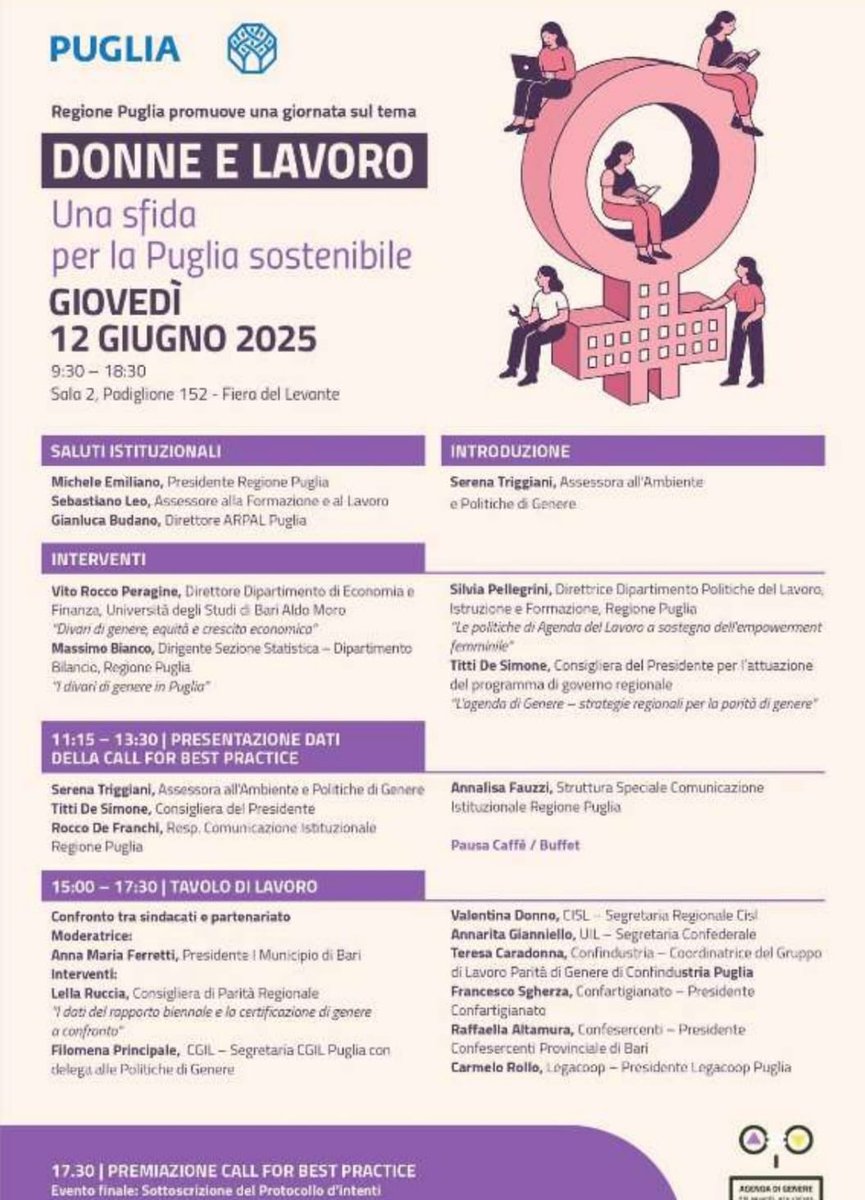 #12giugno
Convegno #donne e #lavoro, la segretaria regionale #CislPuglia Valentina Donno: la promozione e valorizzazione dell'occupazione femminile passa dalla buona #contrattazione, #formazione mirata, #welfare e #partecipazione alla vita delle imprese