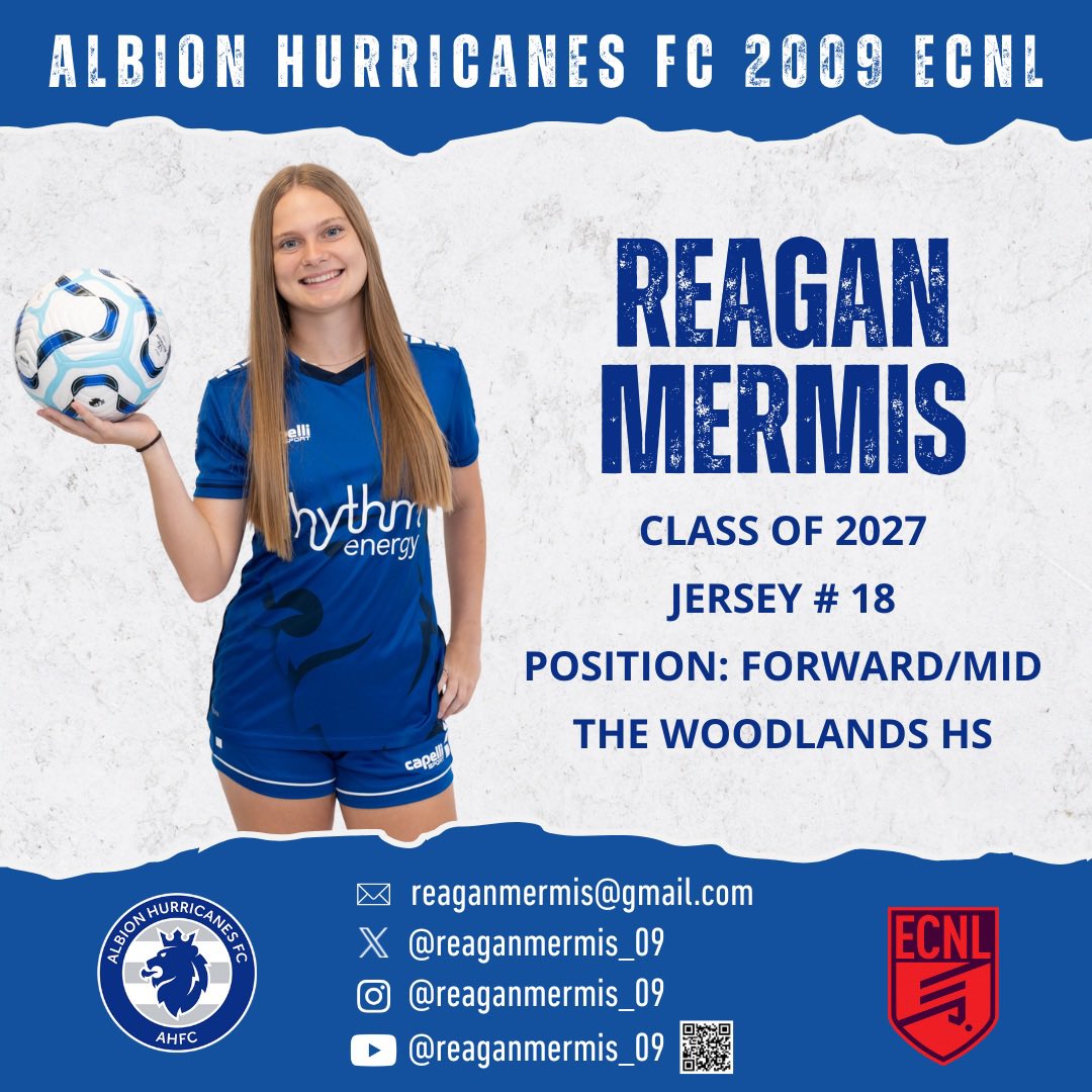 AHFC 09G ECNL (@albion09gecnl) on Twitter photo More than just a goal scorer — Reagan creates and reads the game with precision. Goals, assists, and hustle—she does it all. Always dangerous, she’s ready to make an impact at the next level. 🎯🔥
<a href="/reaganmermis_09/">Reagan Mermis</a> <a href="/ahfcsoccer/">Albion Hurricanes FC</a> <a href="/ECNLgirls/">ECNL Girls</a> <a href="/CoachGusMota/">Gustavo Mota</a> <a href="/TopDrawerSoccer/">TopDrawerSoccer</a> More than just a goal scorer — Reagan creates and reads the game with precision. Goals, assists, and hustle—she does it all. Always dangerous, she’s ready to make an impact at the next level. 🎯🔥
<a href="/reaganmermis_09/">Reagan Mermis</a> <a href="/ahfcsoccer/">Albion Hurricanes FC</a> <a href="/ECNLgirls/">ECNL Girls</a> <a href="/CoachGusMota/">Gustavo Mota</a> <a href="/TopDrawerSoccer/">TopDrawerSoccer</a>