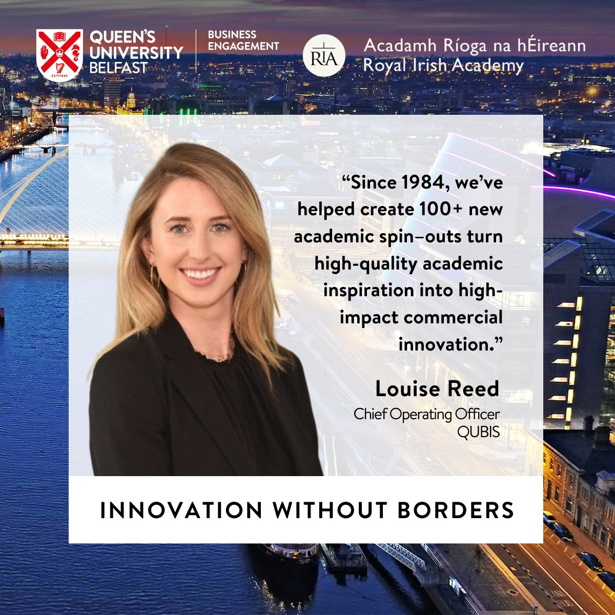 What does it take to scale research into real-world impact?

Louise Reed of <a href="/QubisLtd/">Qubis</a> joins #InnovationWithoutBorders to explore how university-industry partnerships power innovation across the island of Ireland.

🔗 Register here: bit.ly/3FCiB3b