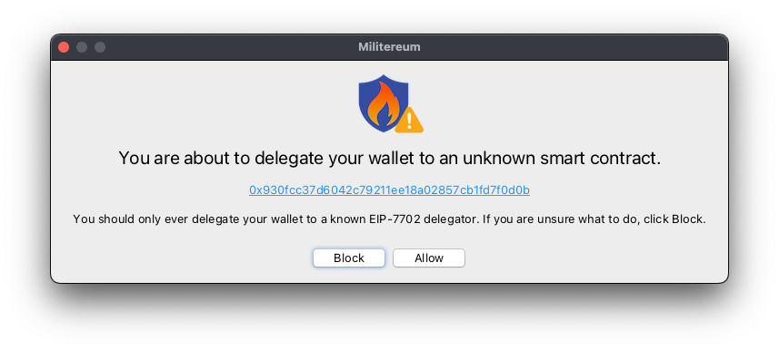 militereum (@militereum) on Twitter photo We said we would warn you for malicious EIP-7702 delegators and now we do. /cc <a href="/apoorveth/">apoorv.eth</a> <a href="/pcaversaccio/">sudo rm -rf --no-preserve-root /</a> We said we would warn you for malicious EIP-7702 delegators and now we do. /cc <a href="/apoorveth/">apoorv.eth</a> <a href="/pcaversaccio/">sudo rm -rf --no-preserve-root /</a>