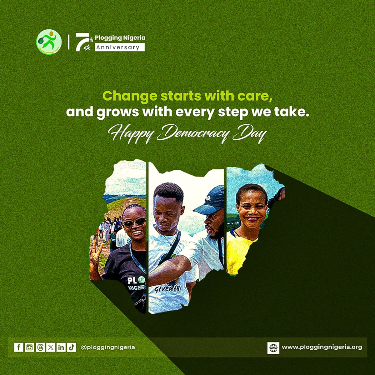 Happy Democracy Day! 🇳🇬✨

Today, we celebrate the power of collective voices and actions towards impactful change in Nigeria. 

In the spirit of Democracy, let's take action to shape a sustainable future for not just the nation but the planet. 

#DemocracyDay
#PloggingNigeria