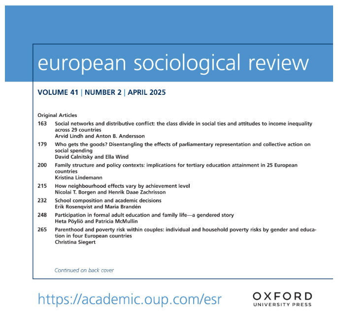 ESR (@esr_news) on Twitter photo ✨Our new issue is out & packed with high quality research by <a href="/arvid_lindh/">Arvid Lindh</a> @antonbandersson <a href="/DavidCalnitsky/">David Calnitsky</a> <a href="/KristinaLindem4/">Kristina Lindemann</a> @ntborgen <a href="/henrikdz/">Henrik D Zachrisson</a> <a href="/ErikRosenqvist/">Erik Rosenqvist</a> <a href="/patriciamcmull7/">Dr. Patricia McMullin</a> @StinaSiegert <a href="/misunlim_soc/">Misun Lim</a> <a href="/SaschaDosSantos/">Sascha dos Santos</a> @Giam_Alderotti & more!
➡️academic.oup.com/esr/issue/41/2 ✨Our new issue is out & packed with high quality research by <a href="/arvid_lindh/">Arvid Lindh</a> @antonbandersson <a href="/DavidCalnitsky/">David Calnitsky</a> <a href="/KristinaLindem4/">Kristina Lindemann</a> @ntborgen <a href="/henrikdz/">Henrik D Zachrisson</a> <a href="/ErikRosenqvist/">Erik Rosenqvist</a> <a href="/patriciamcmull7/">Dr. Patricia McMullin</a> @StinaSiegert <a href="/misunlim_soc/">Misun Lim</a> <a href="/SaschaDosSantos/">Sascha dos Santos</a> @Giam_Alderotti & more!
➡️academic.oup.com/esr/issue/41/2