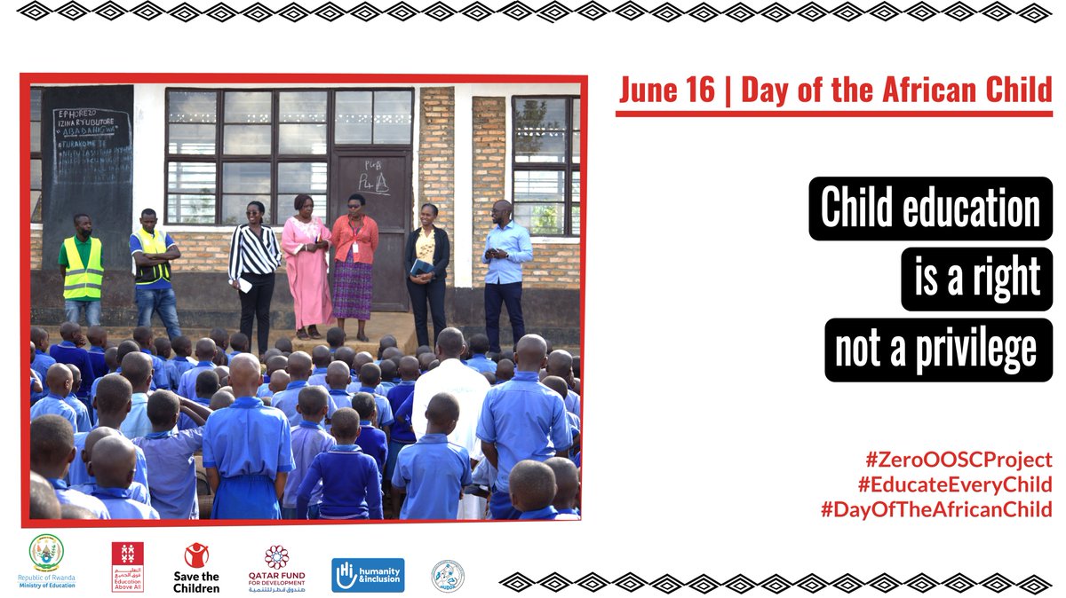 Today, we renew our pledge to ensure that every child goes to school. Through the #ZeroOOSCProject, we work with partners and communities to remove barriers and keep learners in school across #Rwanda.
Education is every child’s right. Let’s stand together to ensure access to