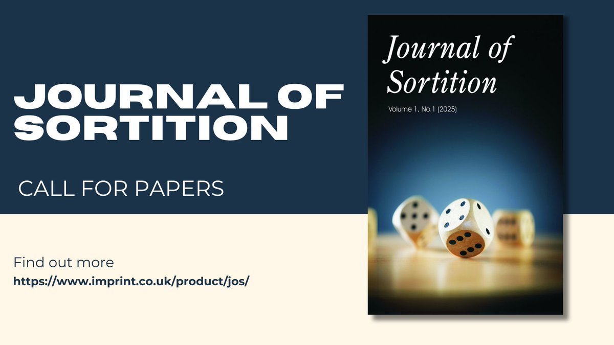 CALL FOR PAPERS 🔖

The Journal of Sortition is open to submissions!
The journal welcomes contributions from all sides of the debate – including sceptical voices.

Head over to our website:
🔗imprint.co.uk/product/jos/