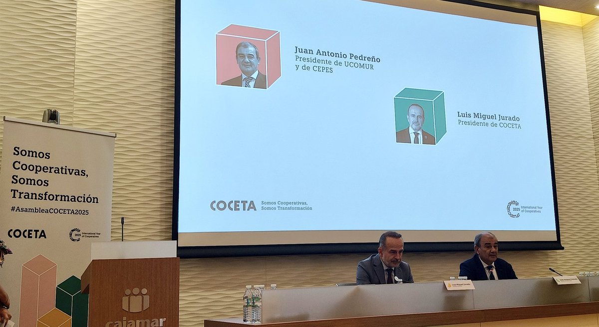 CEPES (@cepes2) on Twitter photo Ya estamos en la #AsambleaCOCETA2025. Nuestro presidente <a href="/japedreno/">Juan Antonio Pedreño</a> junto a <a href="/LuisMi_Jurado/">Luis Miguel Jurado Mancilla</a> presidente de <a href="/Coopsdetrabajo/">COCETA</a> inauguran este evento, en un momento clave para reajustar estrategias, reflexionar, y mirar hacia delante. Ya estamos en la #AsambleaCOCETA2025. Nuestro presidente <a href="/japedreno/">Juan Antonio Pedreño</a> junto a <a href="/LuisMi_Jurado/">Luis Miguel Jurado Mancilla</a> presidente de <a href="/Coopsdetrabajo/">COCETA</a> inauguran este evento, en un momento clave para reajustar estrategias, reflexionar, y mirar hacia delante.