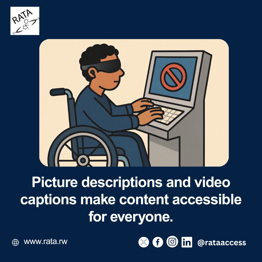 People with visual or hearing impairments often face barriers online when images lack descriptions or videos have no captions. Accessibility helps everyone engage fully.

Let’s build an inclusive digital world!
#AccessibilityForAll #InclusiveDesign #RATA #DisabilityInclusion
