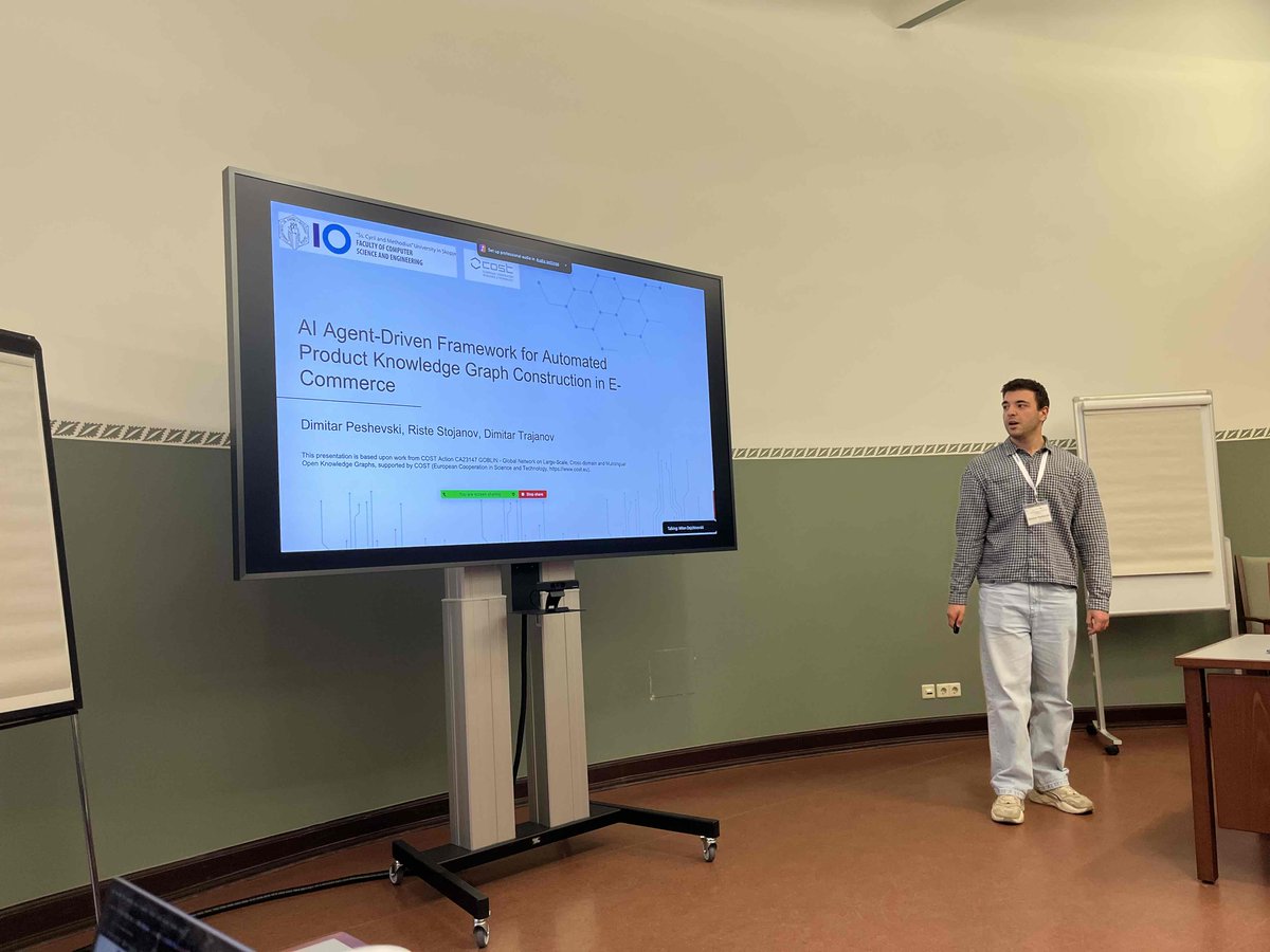 Another exciting KG construction presentation by Dimitar Peshevski on "AI Agent-Driven Framework for Automated Product Knowledge Graph Construction in E-Commerce" #goblincost #cost #ca23147 #knowledgegraph