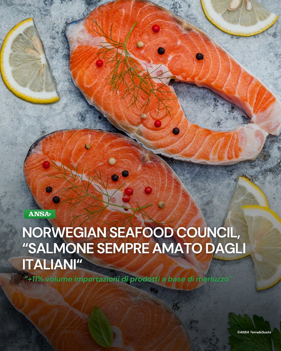 Nel 2025 il #salmone norvegese si riconferma uno degli alimenti più amati dagli italiani: quasi il 75% dei consumatori lo indica come il preferito tra le varietà disponibili. Il 90% del salmone consumato in Italia proviene dalla Norvegia.
#ANSATerraGusto
➡bit.ly/3FyEjoM