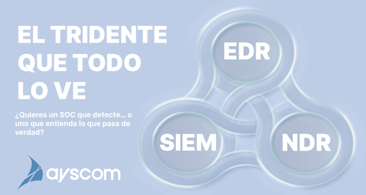 Un buen SOC no solo detecta alertas. Entiende lo que está pasando. 

𝗘𝗗𝗥 + 𝗦𝗜𝗘𝗠 + 𝗡𝗗𝗥 𝘁𝗲 𝗽𝗲𝗿𝗺𝗶𝘁𝗲𝗻:
✔️Trazar ataques
✔️Distinguir lo real de lo ruidoso
✔️Ver el mapa completo.   

En Ayscom te ayudamos a construir esa visibilidad, con sentido.