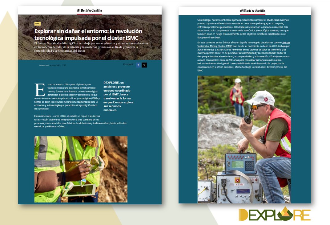 dexploreproject's tweet photo. 🌍 Can Europe explore its CRM wealth sustainably?  @dexploreeuproject says yes!  Featured by El Norte de Castilla for #WorldEnvironmentDay, the project uses cutting-edge, non-invasive tech to reshape mining.

 🔗 https://t.co/JKf2daM7GX
#HorizonEurope #SustainableMining #CRM https://t.co/HVs26U5tCv