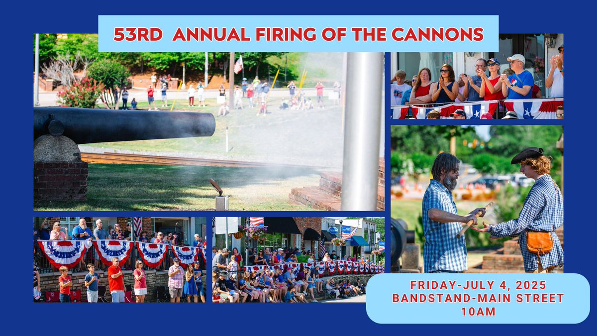Celebrate a Fort Mill Tradition – 53rd Annual Firing of the Cannons 

📅 Friday, July 4, 2025
🕙 10 AM
📍 Bandstand, Main Street – Fort Mill

🌐 FortMillSC.gov/TownEvents