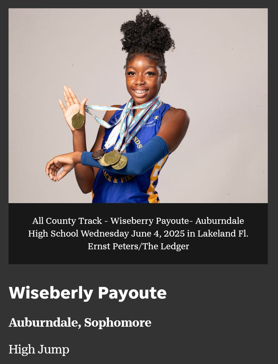 AHSbloodhounds's tweet photo. Congratulations to Wiseberly Payoute - selected to The Ledger First Team All-County Girls Track &amp; Field!

Congratulations to Wizly Payoute &amp; Imani Kelly - selected to the Honorable Mention Team!
#waytogohounds https://t.co/jWGYLTqAtK