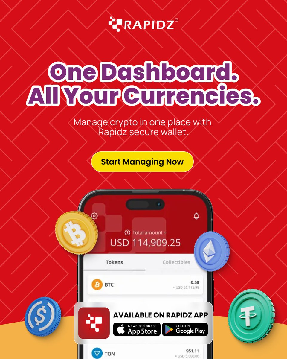 Tired of juggling crypto wallets? 😵‍💫 Rapidz makes managing digital assets easy! Download now 👉 go.rapidz.io/app #Rapidz #CryptoWallet #CryptoPortfolio #Bitcoin #Ethereum #Altcoins #DeFi #Web3