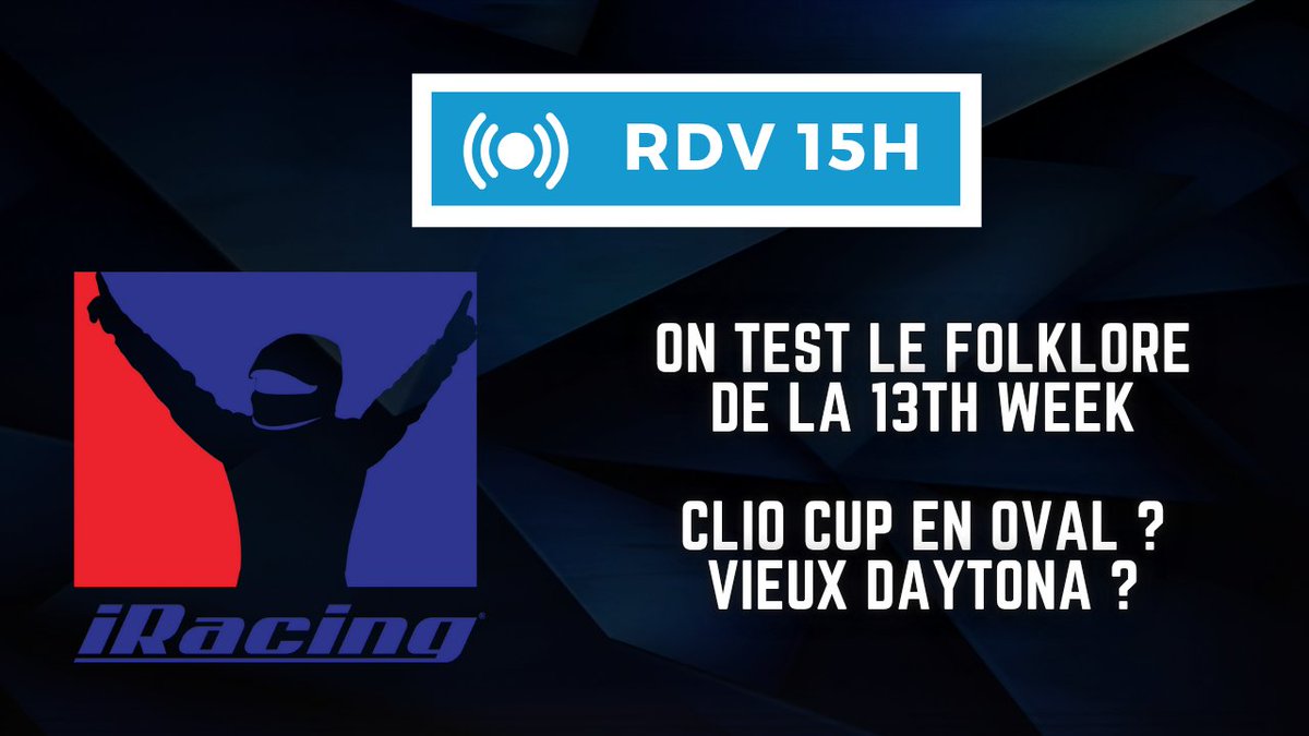 Rendez-vous à 15h !

On va tester des combos assez fous pour cette semaine 13 sur iracing !