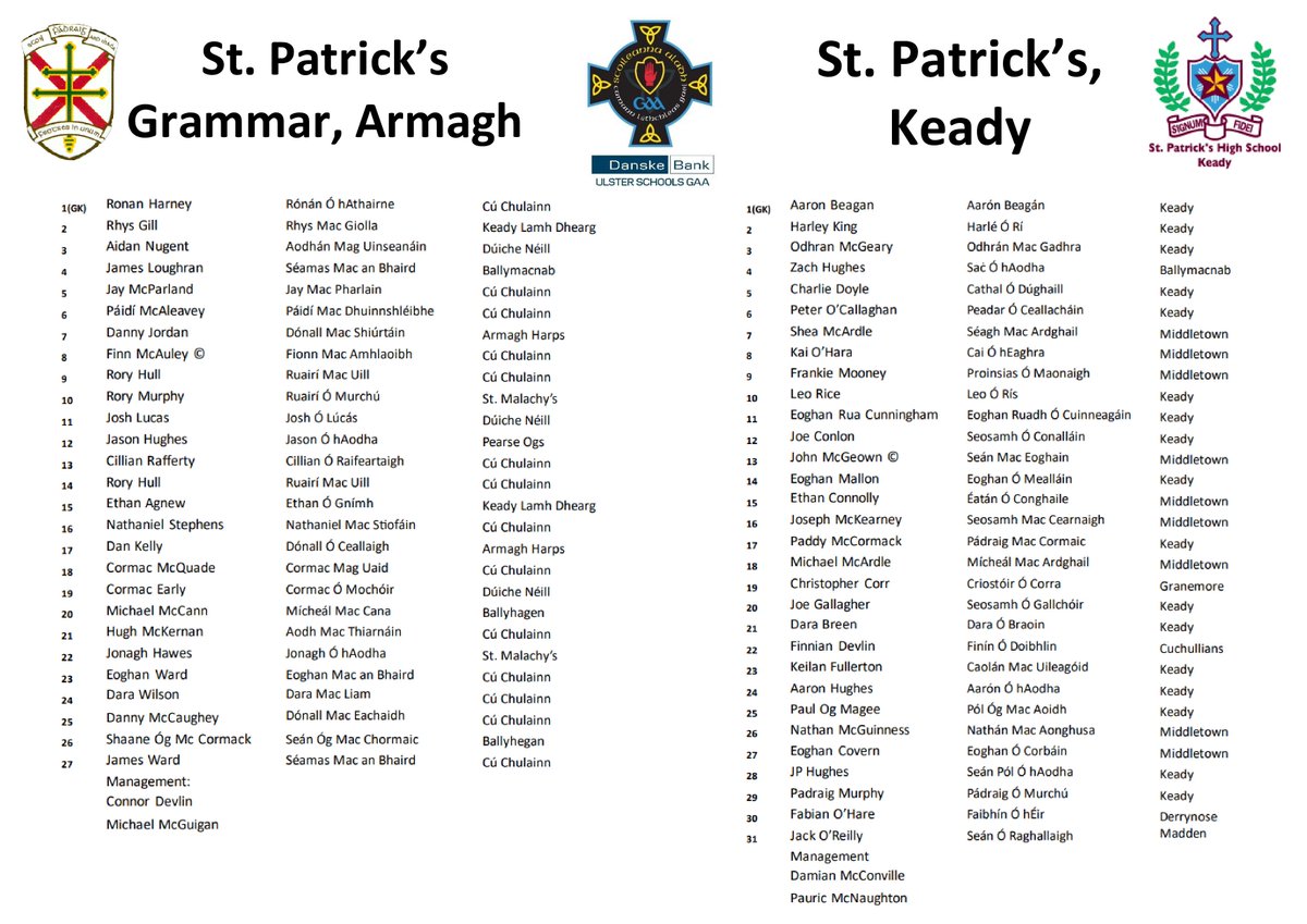 Ulster Schools GAA (@ulsterschools) on Twitter photo TEAM INFO
<a href="/DanskeBank_UK/">Danske Bank</a> McFarland Cup Final๐
๐ฉโฌ๏ธ๐ฅ<a href="/stpatsarmagh/">stpatricksarmagh</a> V
๐ฆ๐จ<a href="/stpatrickskeady/">St Patricks Keady</a>
๐๏ธ Thursday 12th June
๐ 7pm
๐ Box-It Athletic Grounds
๐บTHIS GAME WILL NOT BE STREAMEDE, PLEASE DO NOT CLICK ON ANY LINKS TEAM INFO
<a href="/DanskeBank_UK/">Danske Bank</a> McFarland Cup Final๐
๐ฉโฌ๏ธ๐ฅ<a href="/stpatsarmagh/">stpatricksarmagh</a> V
๐ฆ๐จ<a href="/stpatrickskeady/">St Patricks Keady</a>
๐๏ธ Thursday 12th June
๐ 7pm
๐ Box-It Athletic Grounds
๐บTHIS GAME WILL NOT BE STREAMEDE, PLEASE DO NOT CLICK ON ANY LINKS