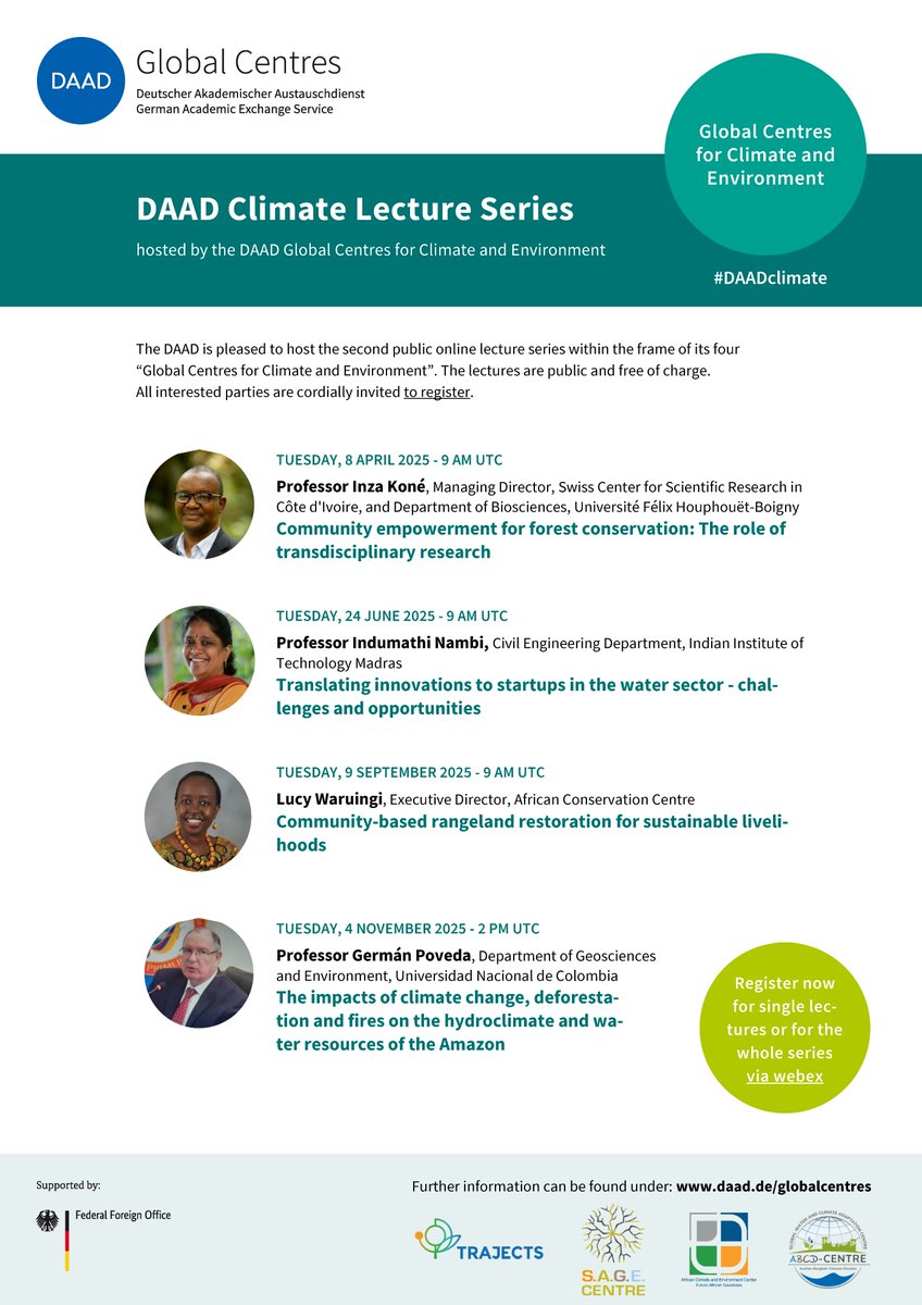 DWIH_Tokyo's tweet image. 【📢オンラインイベント情報】6月24日(火)日本時間18:00からのDAAD Climate Lecture Series 2025では、Indumathi Nambi教授が「水分野におけるイノベーションのスタートアップへの展開 ― 課題と可能性」をテーマに英語で講演を行います!
✅ 参加登録:daad-veranstaltung.webex.com/webappng/sites…