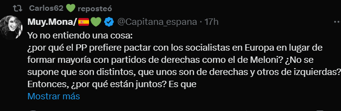 mamem07's tweet photo. @ovetus09 @atonito62 Carlos es de esos voxeros reprimidos que aún sigue a la mona porque le parece que está buena 😂 si no la mandaría a su pais. La paja le sale a devolver como su cerebro..bloqueo preventivo para que no me de grima. A tomar por el 🍑@atonito62 https://t.co/hnkHHiN2r4